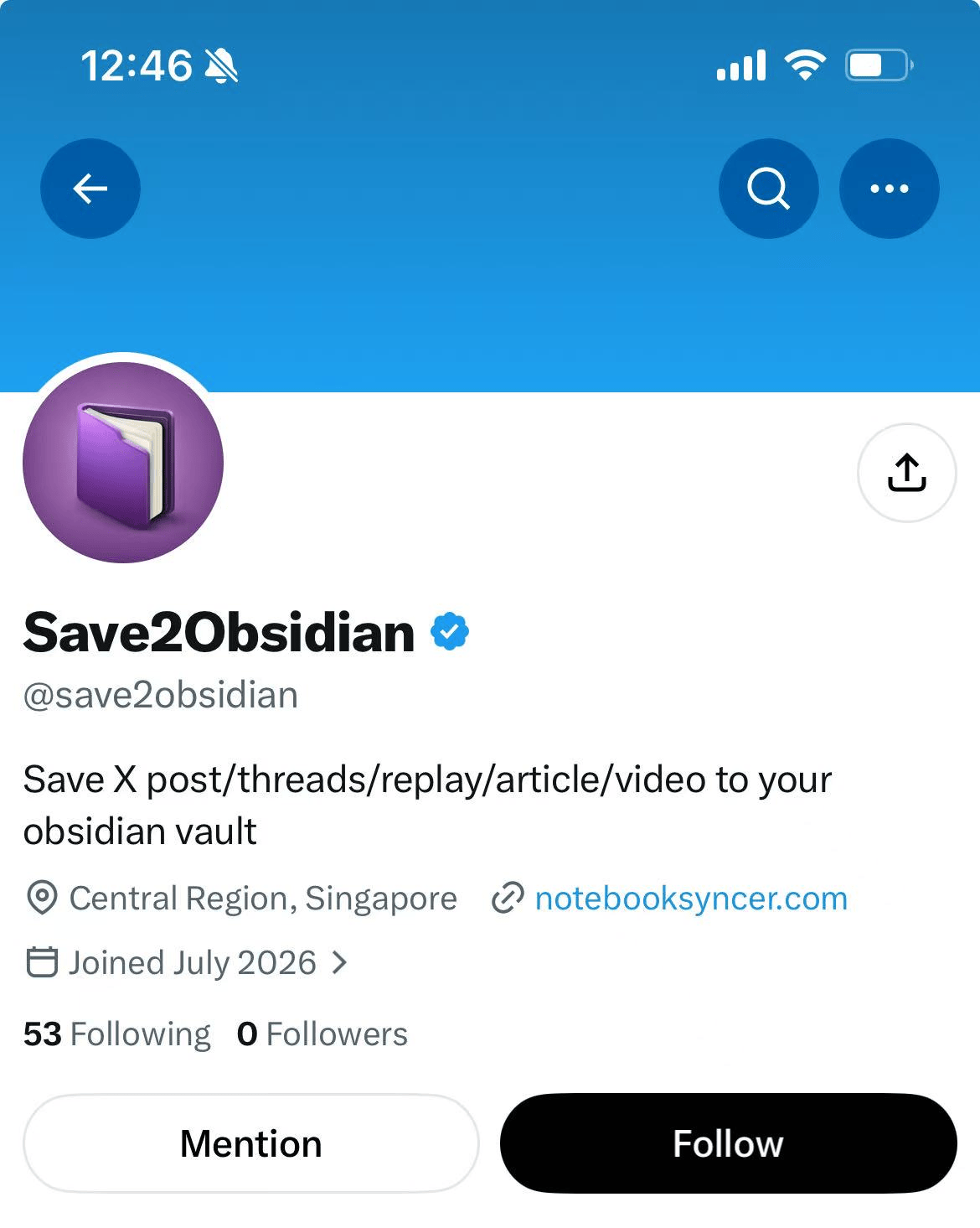 Save2Obsidian 主页，点关注